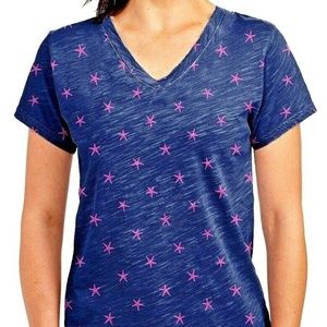 Fresh Produce Navy Ditsy Starfish V-Neck Tee M